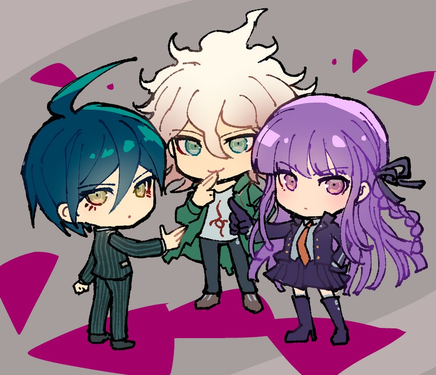 saihara shuichi, komaeda nagito, and kirigiri kyoko (danganronpa and 3 more) drawn by youko-shima