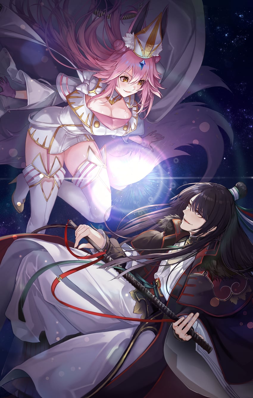 tamamo, taigong wang, and koyanskaya (fate and 1 more) drawn by mentaikopan