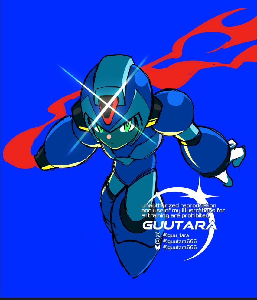 x (mega man and 1 more) drawn by guutara