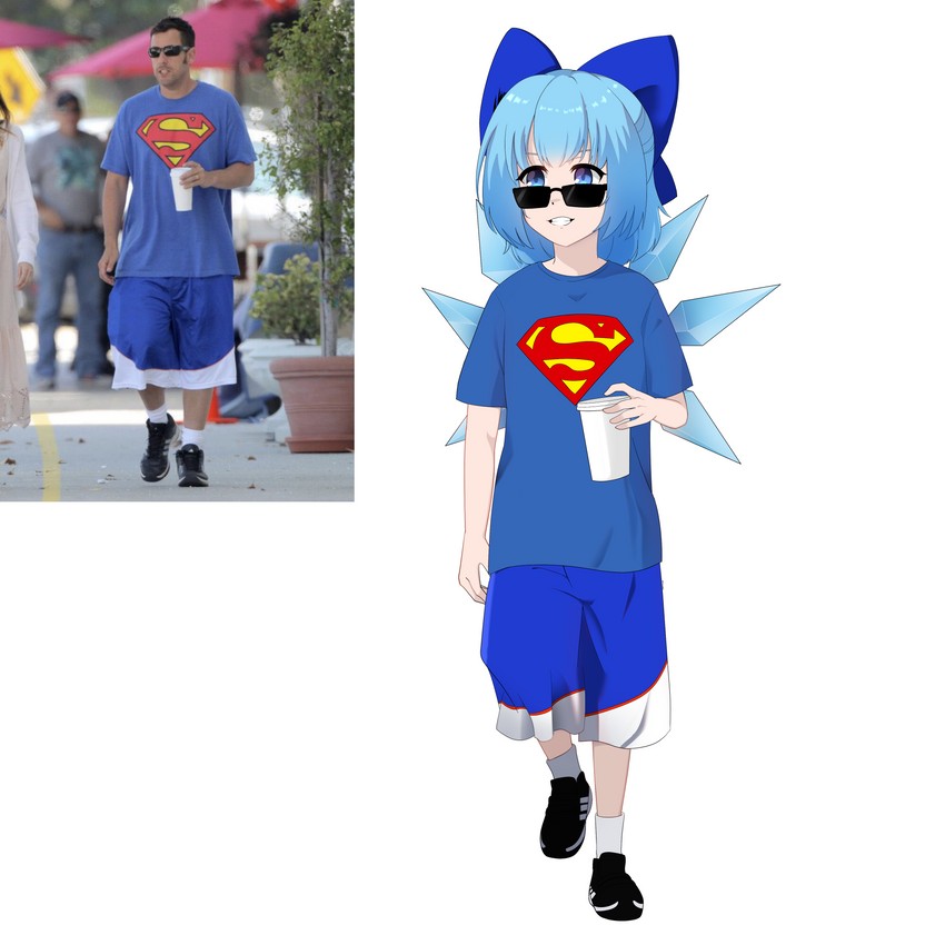 cirno and adam sandler (touhou and 3 more) drawn by umisaki