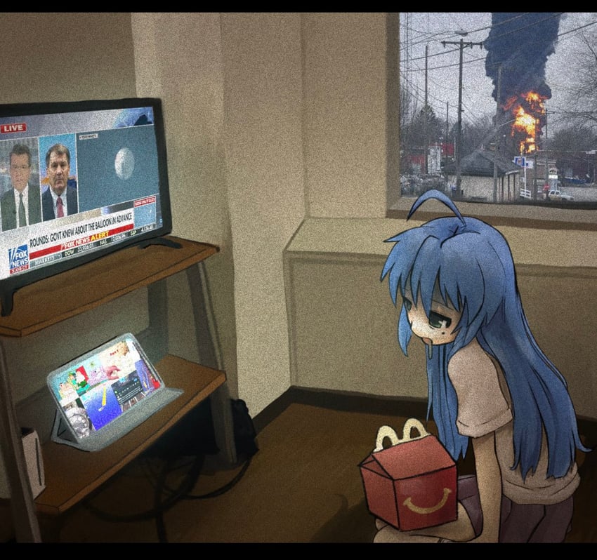 izumi konata, peter griffin, lois griffin, and brian griffin (real life and 6 more) drawn by zoolpal