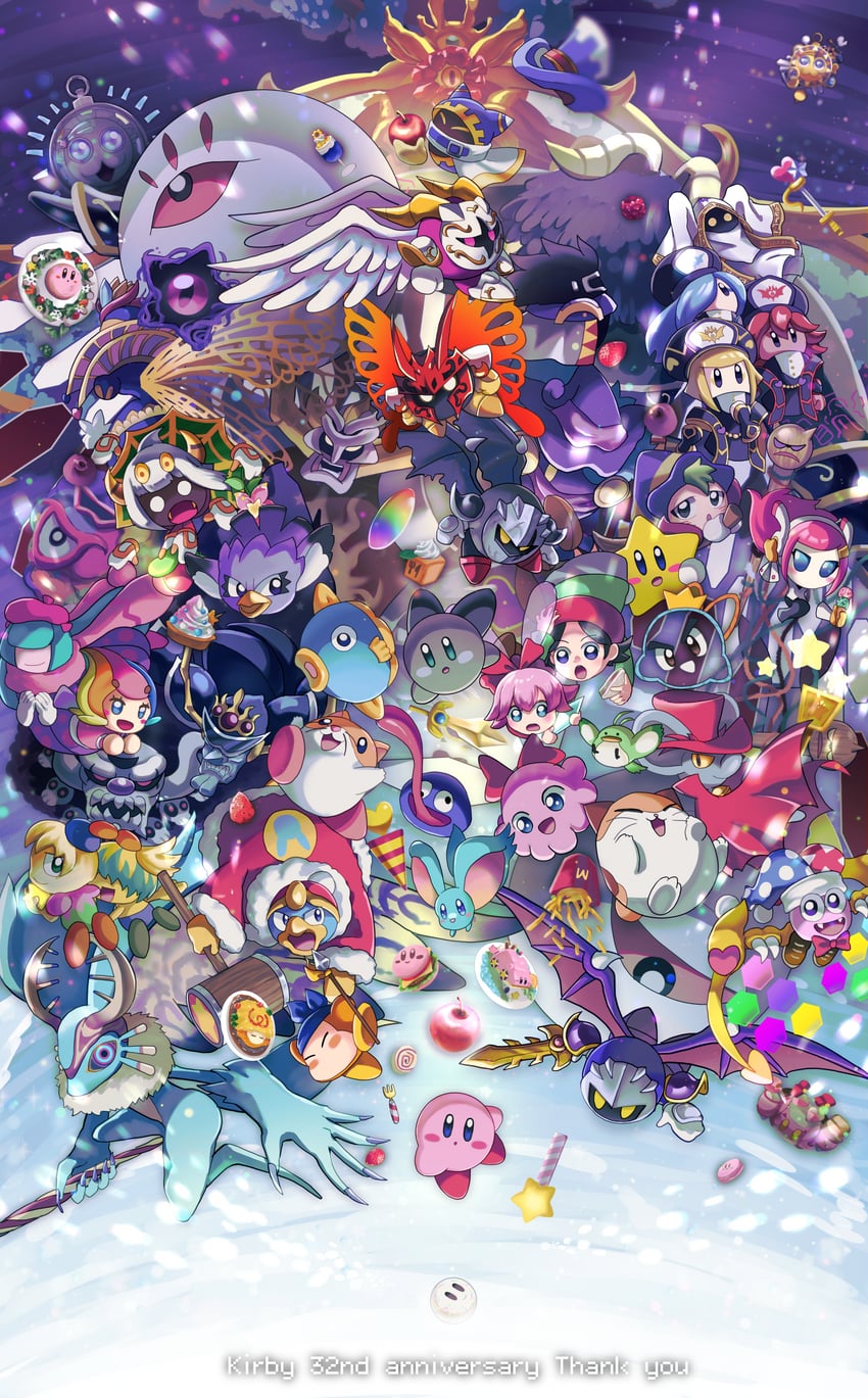 kirby, meta knight, king dedede, magolor, bandana waddle dee, and 47 more (kirby and 18 more) drawn by danepoyo_111
