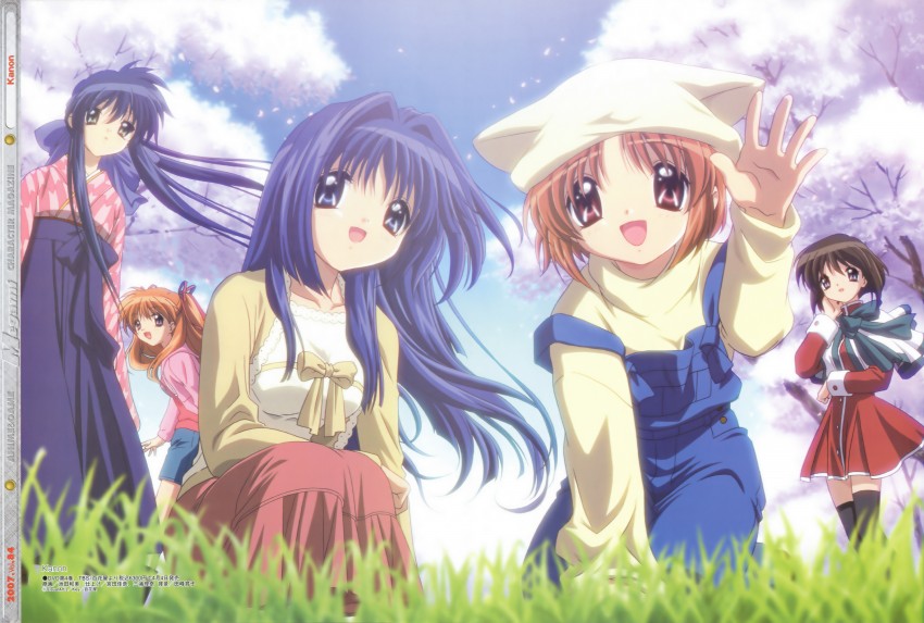 tsukimiya ayu, minase nayuki, sawatari makoto, kawasumi mai, and misaka shiori (megami magazine and 2 more) drawn by ikeda_kazumi