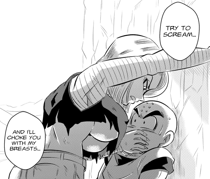 android 18 and kuririn (dragon ball and 3 more) drawn by funsexydb
