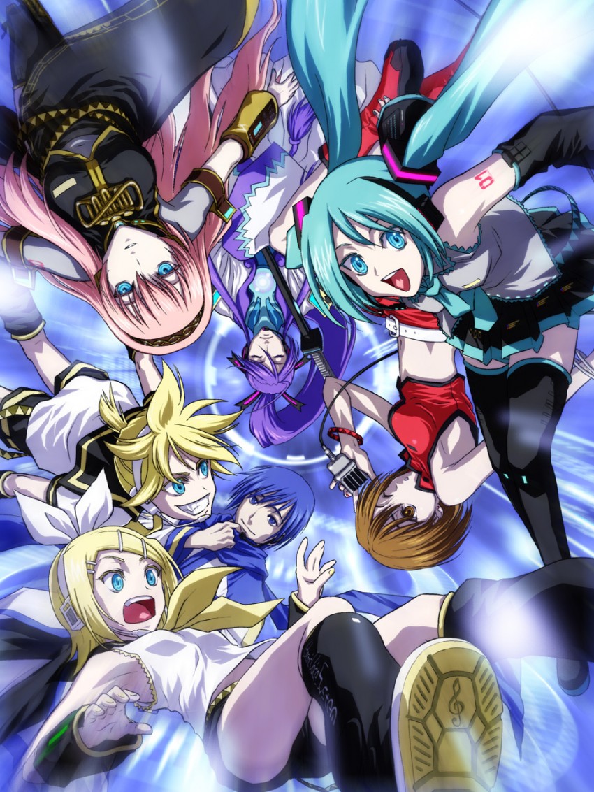 hatsune miku, kagamine rin, kagamine len, megurine luka, kaito, and 2 more (vocaloid) drawn by iga_tomoteru