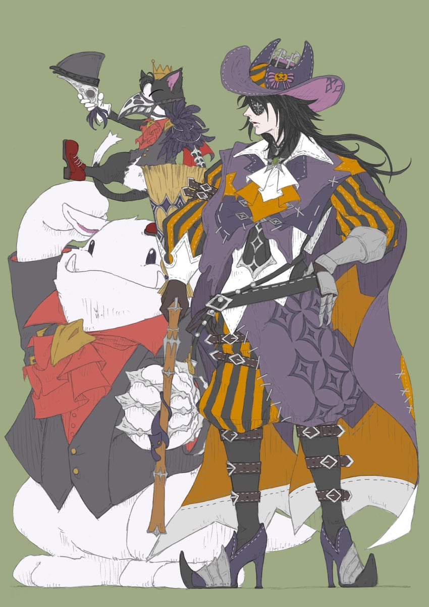 moogle, vincent valentine, and cait sith (final fantasy and 2 more) drawn by msa_mne
