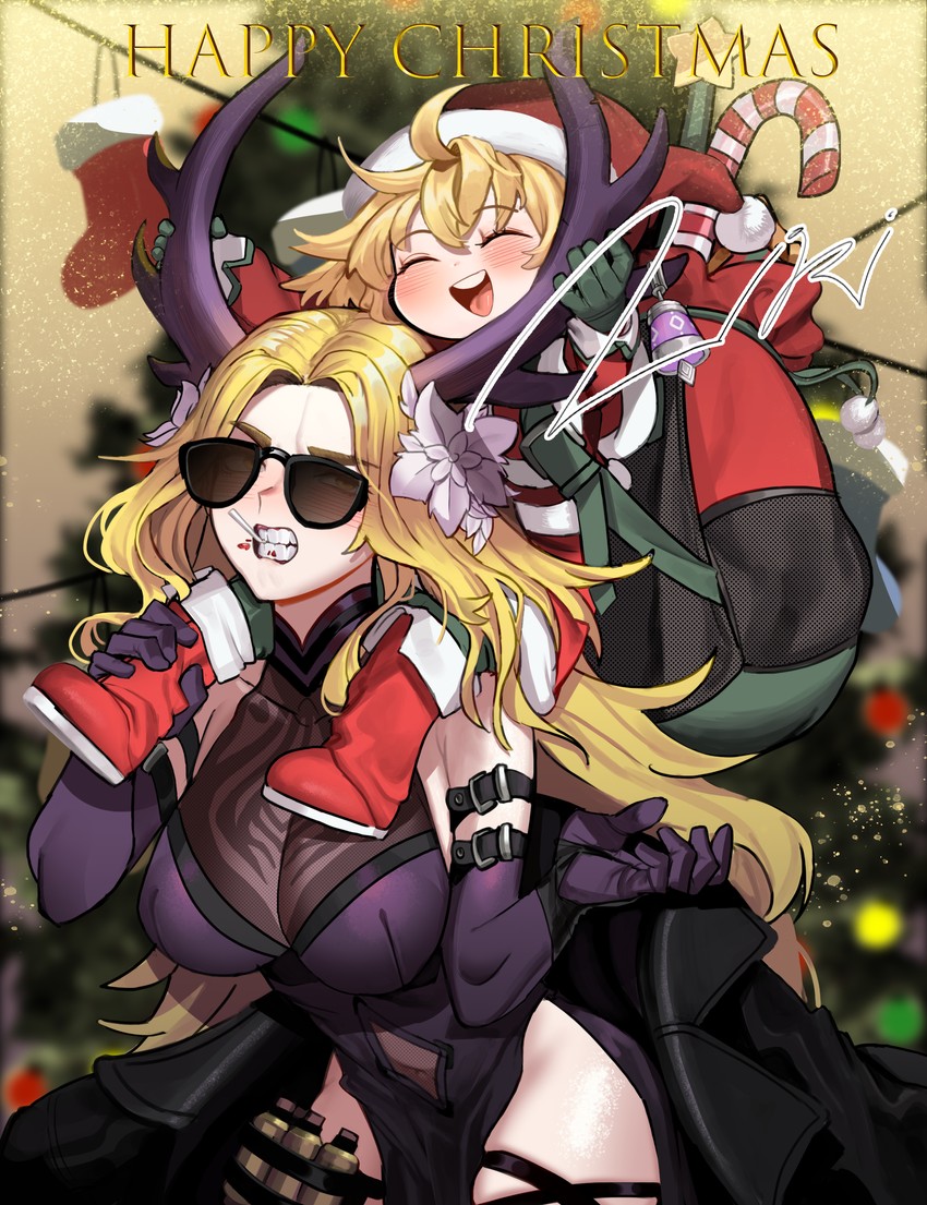little princess and santa's little helper rue (guardian tales) drawn by ziki_(gkdlfnzo1245)