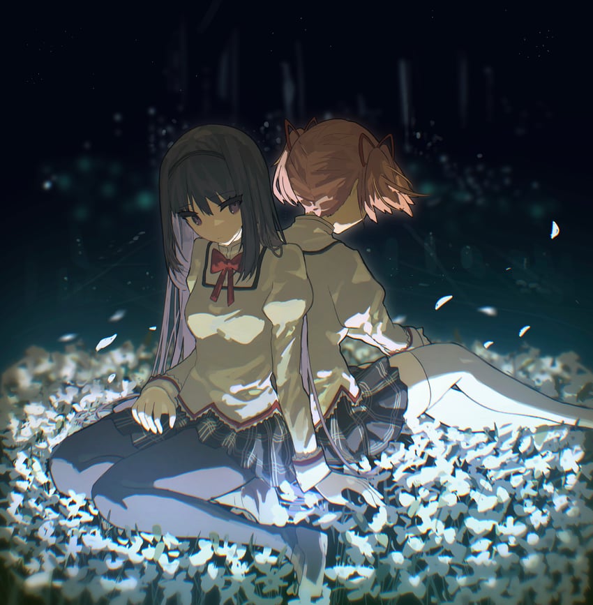 akemi homura and kaname madoka (mahou shoujo madoka magica) drawn by tachibana_wataru_(123tsuki)