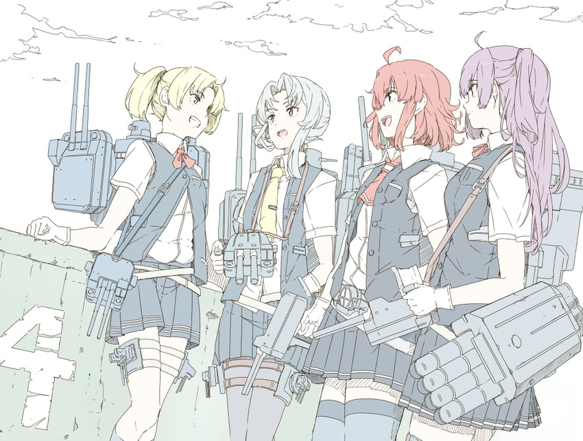 hagikaze, arashi, maikaze, and nowaki (kantai collection) drawn by ninimo_nimo