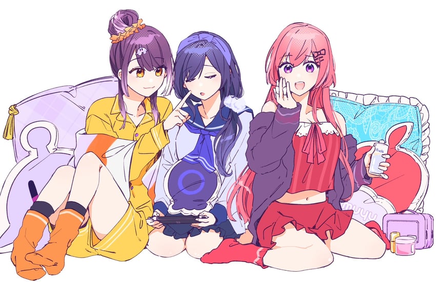 ponto nei, umise yotsuha, and amagase muyu (nijisanji) drawn by srkm_ice