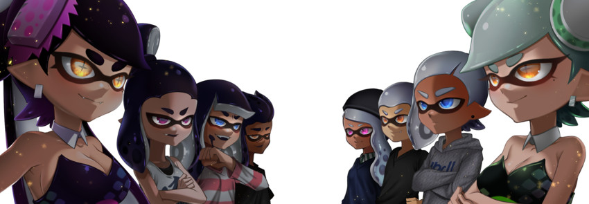 inkling player character, inkling girl, callie, marie, and inkling boy (splatoon and 1 more) drawn by yuitanpo
