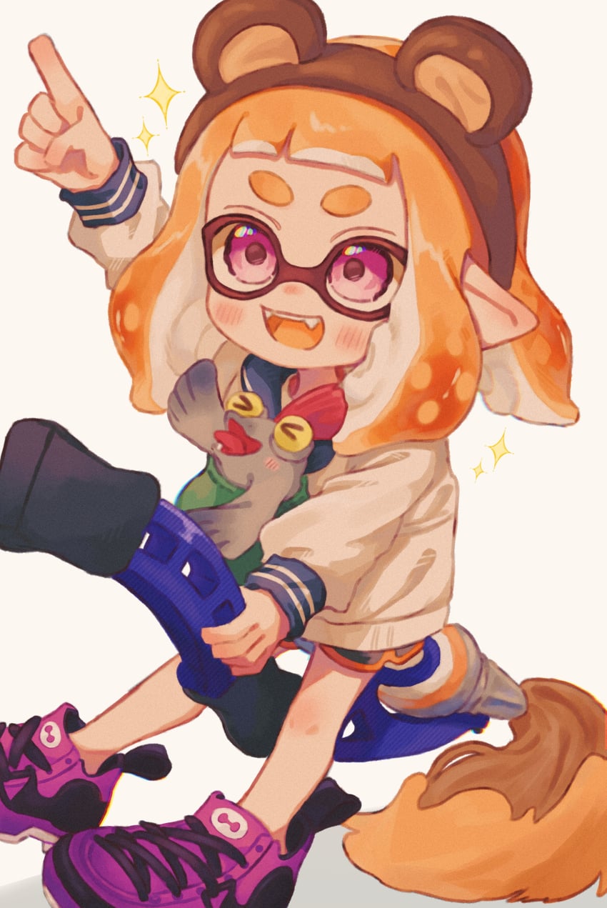 inkling player character, inkling girl, and smallfry (splatoon and 1 more) drawn by ochocho2828