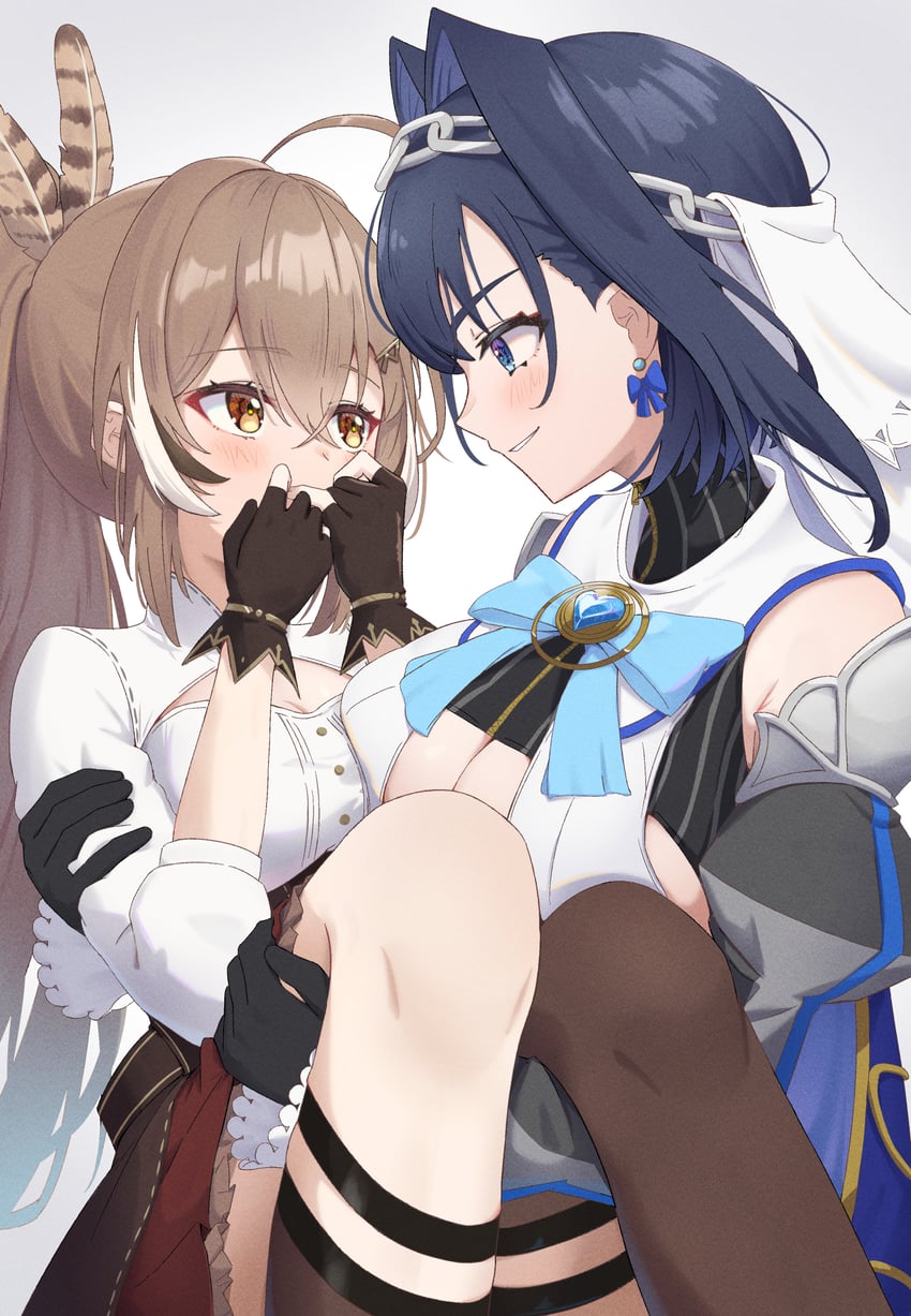 ouro kronii and nanashi mumei (hololive and 1 more) drawn by chahanramen