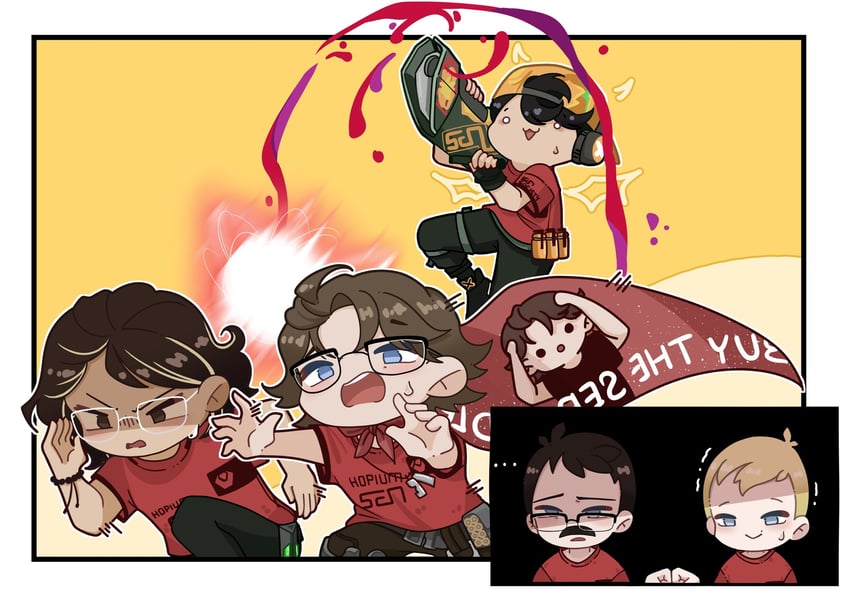 viper, raze, kay/o, zekken, johnqt, and 3 more (real life and 2 more) drawn by yayayazi