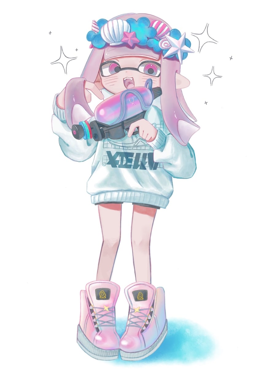 inkling player character and inkling girl (splatoon and 1 more) drawn by game_kuro_00