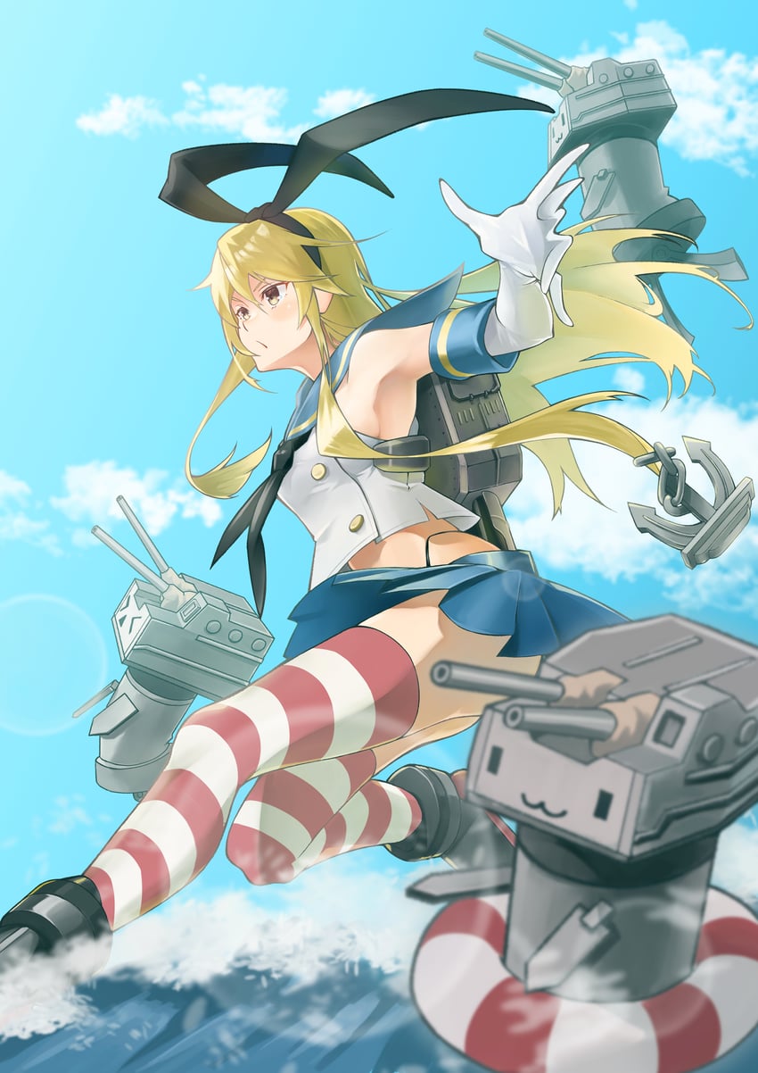 shimakaze and rensouhou-chan (kantai collection) drawn by echo-kilo