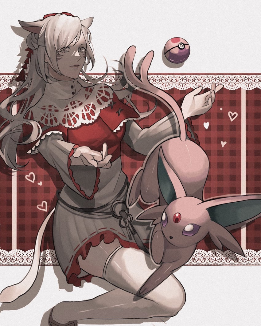 warrior of light and espeon (pokemon and 2 more) drawn by reo_(mmocc123)