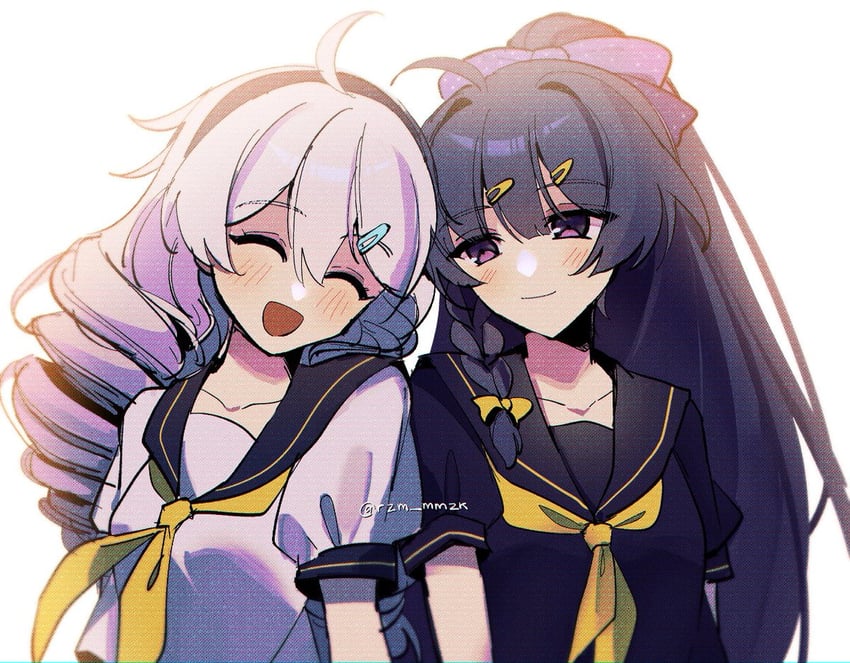 kiana kaslana and raiden mei (honkai and 1 more) drawn by rzm_mmzk