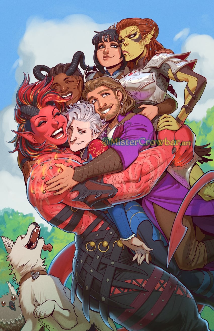 shadowheart, astarion, karlach, lae'zel, gale, and 3 more (dungeons & dragons and 2 more) drawn by mistercrowbar