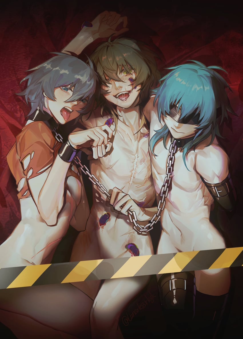 seragaki aoba, towa, and akira (dramatical murder and 2 more) drawn by lunarlessrkgk