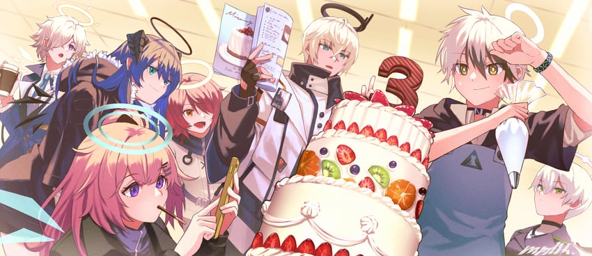exusiai, mostima, executor, ambriel, arene, and 2 more (arknights) drawn by memetaroh