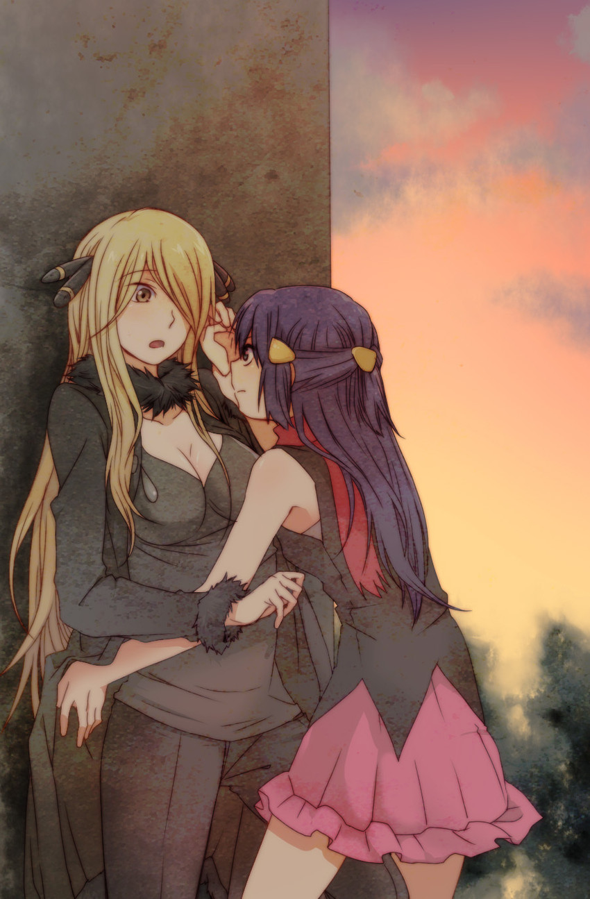 dawn and cynthia (pokemon and 1 more) drawn by re_ghotion