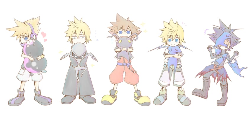 sora, roxas, ventus, vanitas, sakuraba neku, and 2 more (kingdom hearts and 4 more) drawn by kikaneenattou