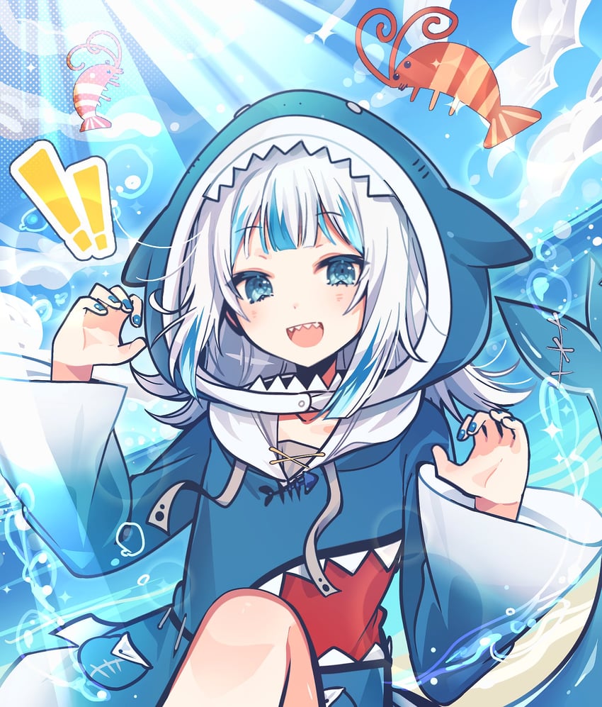 gawr gura and ebi-chan (hololive and 1 more) drawn by anzu_(anzuhan)