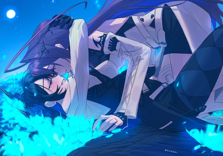 nerissa ravencroft and elizabeth rose bloodflame (hololive and 1 more) drawn by elisbian
