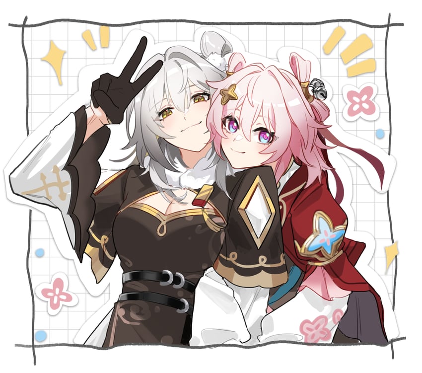 trailblazer, march 7th, and stelle (honkai and 1 more) drawn by 625light