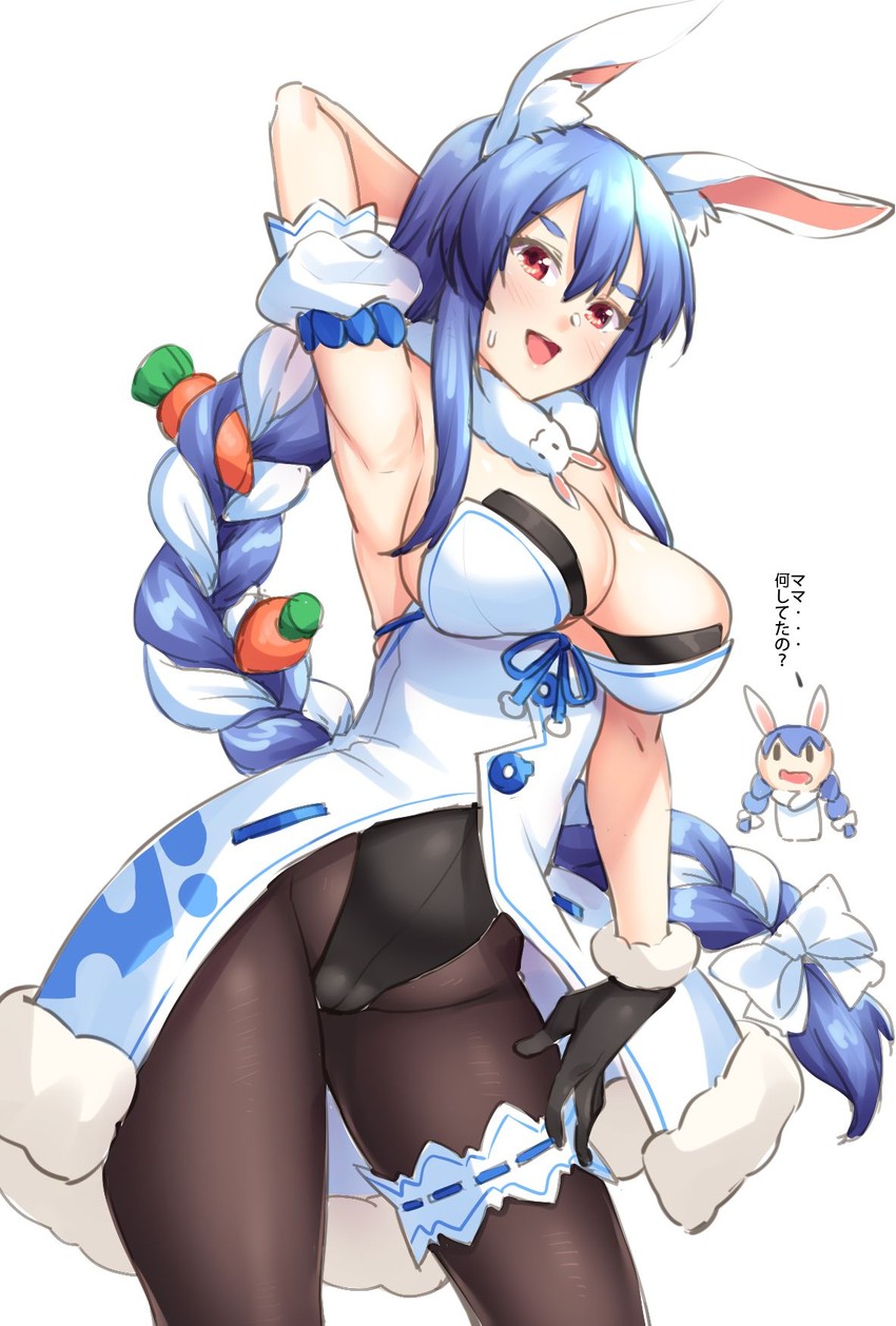 usada pekora, don-chan, and pekomama (hololive) drawn by shirokuma_a