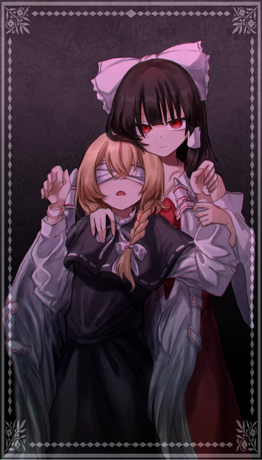 hakurei reimu and kirisame marisa (touhou and 2 more) drawn by karasu2020_8