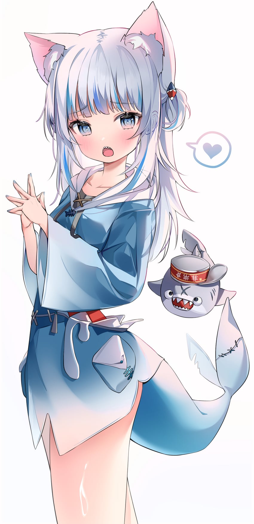 gawr gura and bloop (hololive and 1 more) drawn by nyaruin