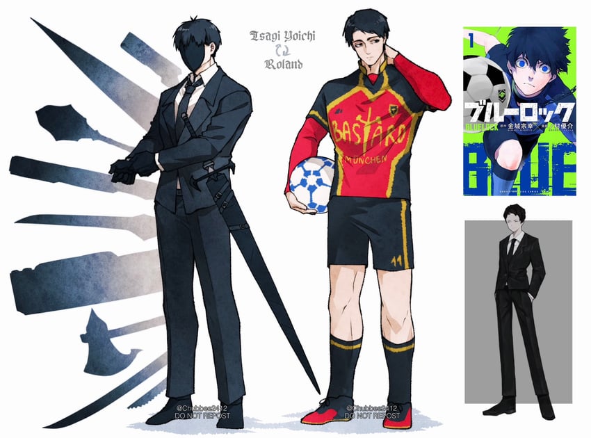 roland and isagi yoichi (project moon and 2 more) drawn by chubbee2412