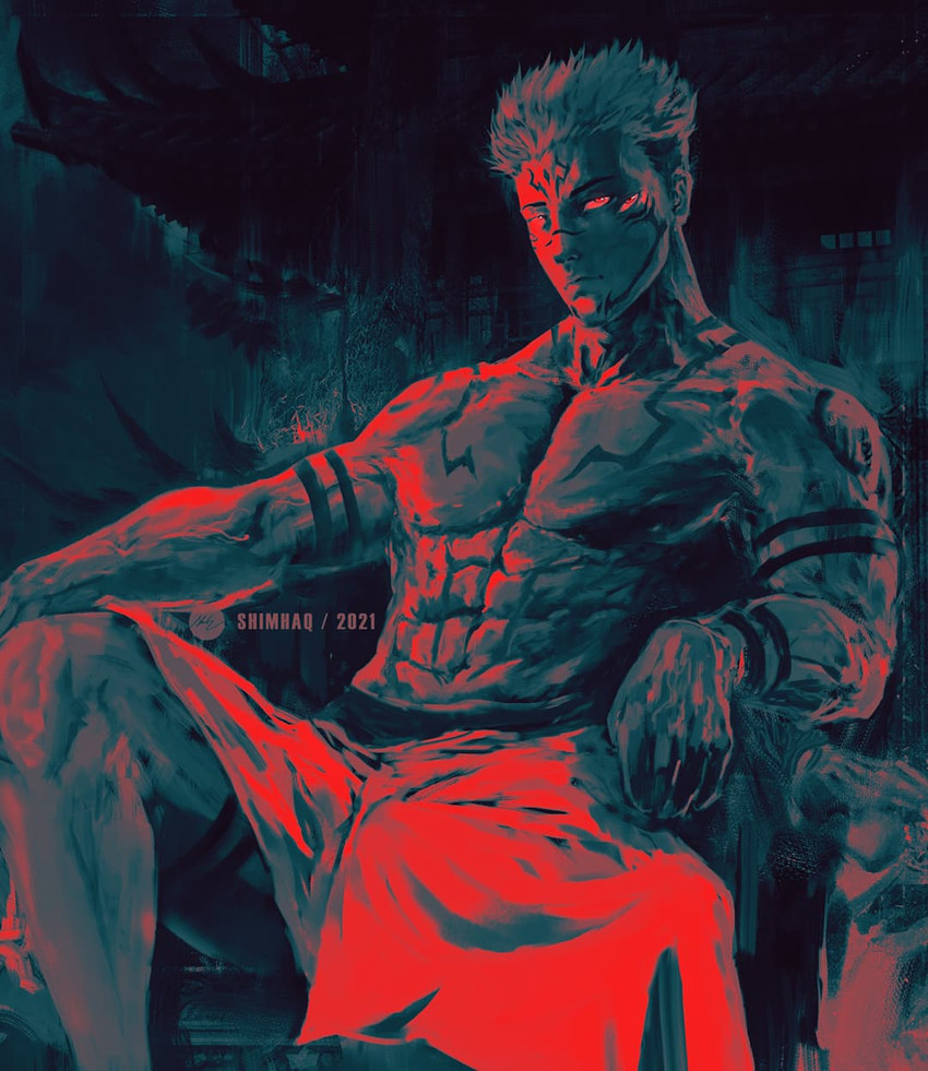 itadori yuuji and ryoumen sukuna (jujutsu kaisen) drawn by shimhaq