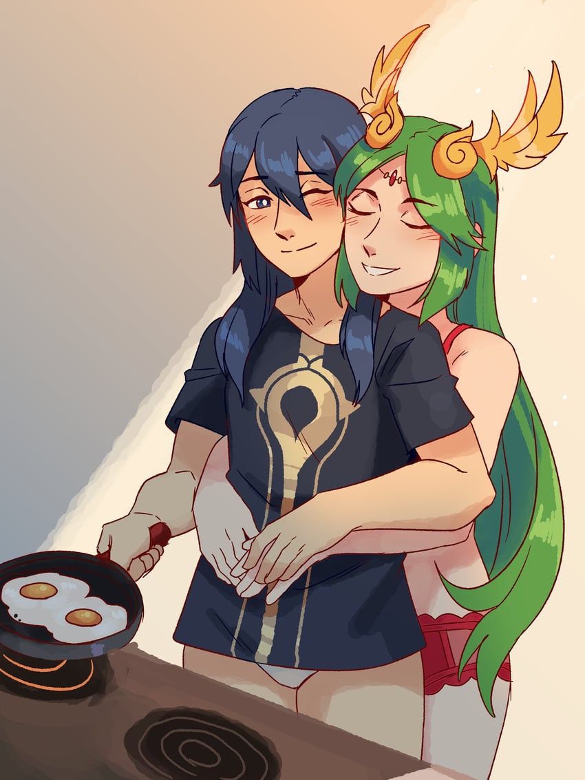 lucina and palutena (fire emblem and 3 more) drawn by frogbians