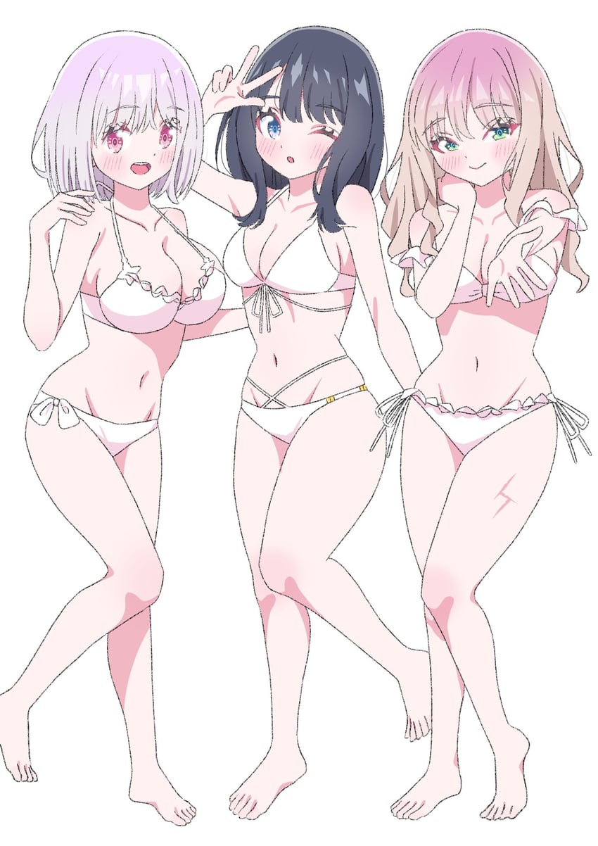 takarada rikka, shinjou akane, and minami yume (gridman universe) drawn by sho_(shoshos_8888)