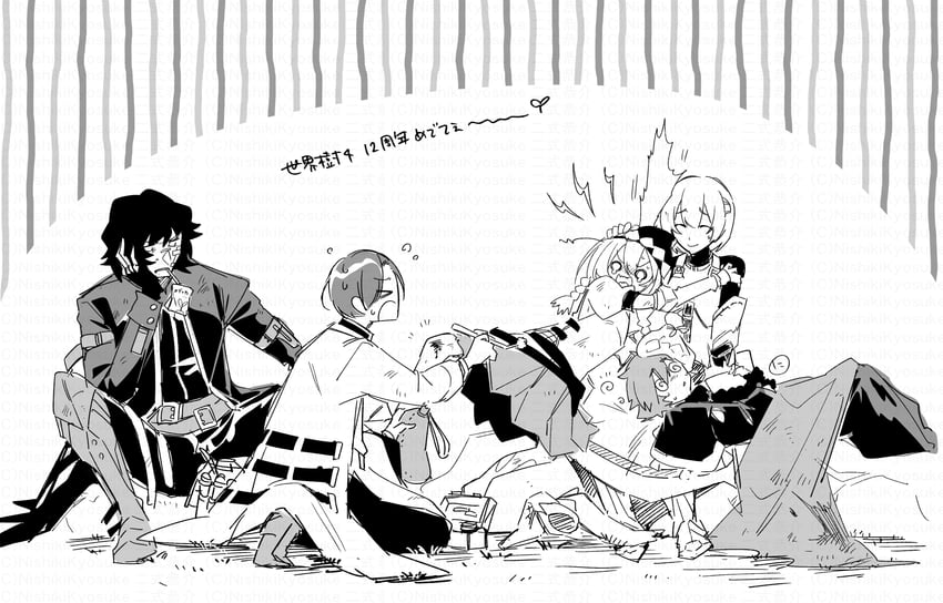 phalanx, swordsman, night seeker, phalanx 2, rune master, and 5 more (sekaiju no meikyuu and 1 more) drawn by nikki_kyousuke