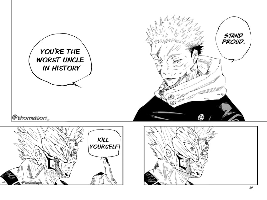 itadori yuuji and ryoumen sukuna (jujutsu kaisen) drawn by thomelson