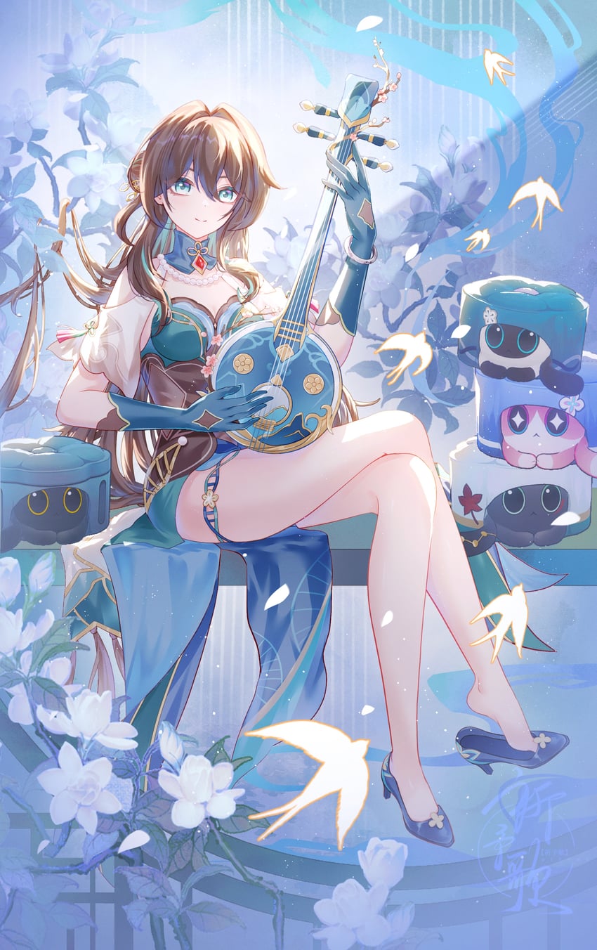 trailblazer, march 7th, dan heng, and ruan mei (honkai and 1 more) drawn by aqinorz