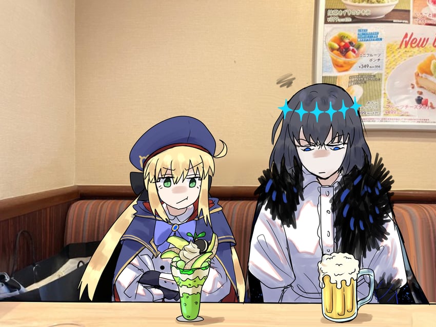 artoria pendragon, artoria caster, and oberon (fate and 1 more) drawn by ebora