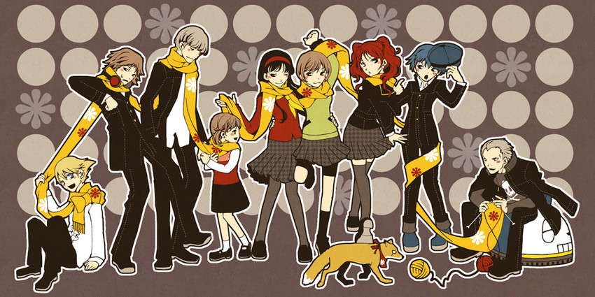 narukami yu, shirogane naoto, satonaka chie, kujikawa rise, amagi yukiko, and 5 more (persona and 1 more) drawn by gengendou