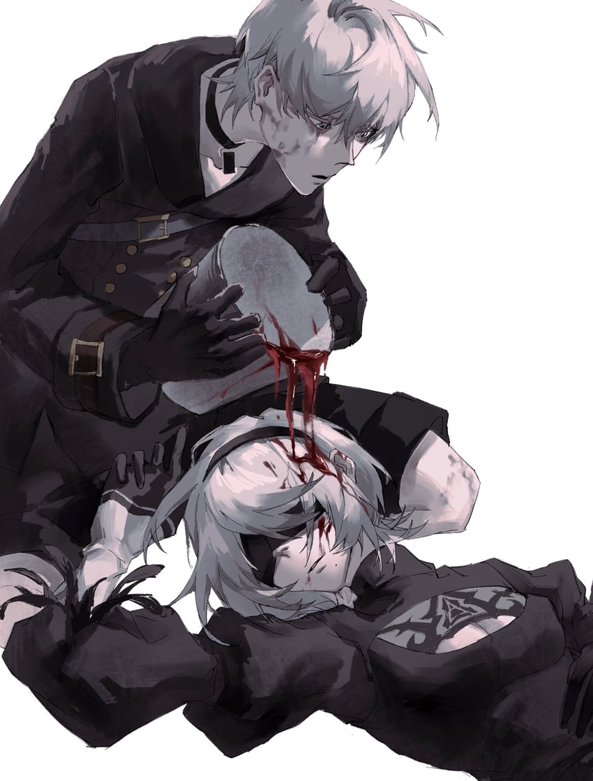 2b and 9s (nier and 1 more) drawn by jiao_chang