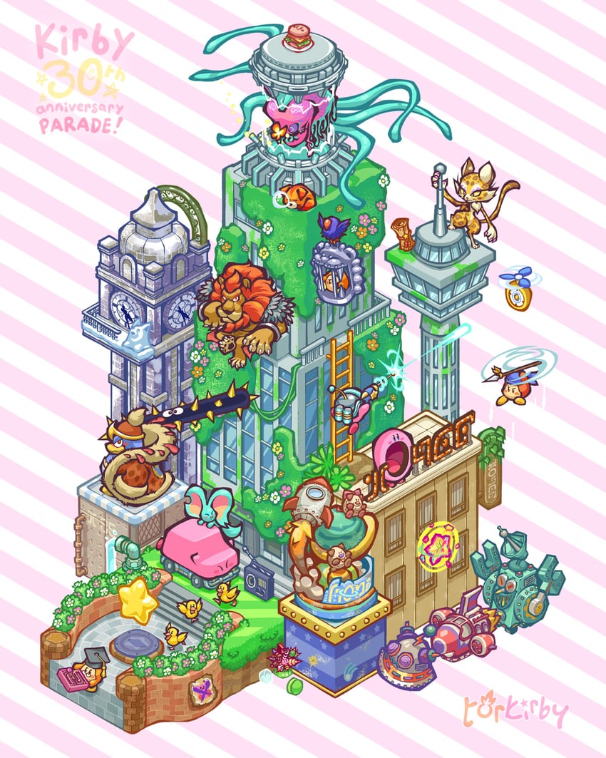 kirby, waddle dee, king dedede, bandana waddle dee, elfilin, and 19 more (kirby and 1 more) drawn by torkirby