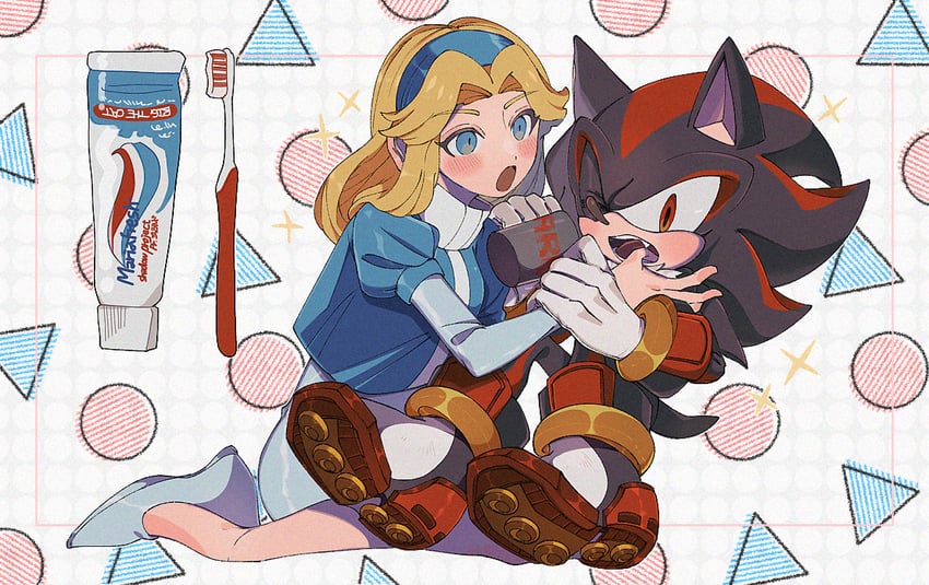shadow the hedgehog and maria robotnik (sonic) drawn by 6v6_1212