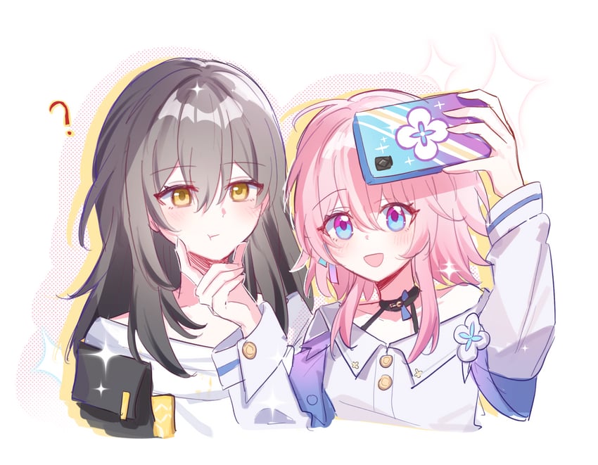 trailblazer, stelle, and march 7th (honkai and 1 more) drawn by meizhiyi