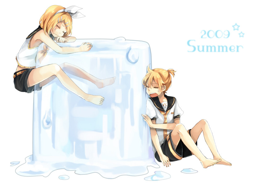 kagamine rin and kagamine len (vocaloid) drawn by tama_(songe)