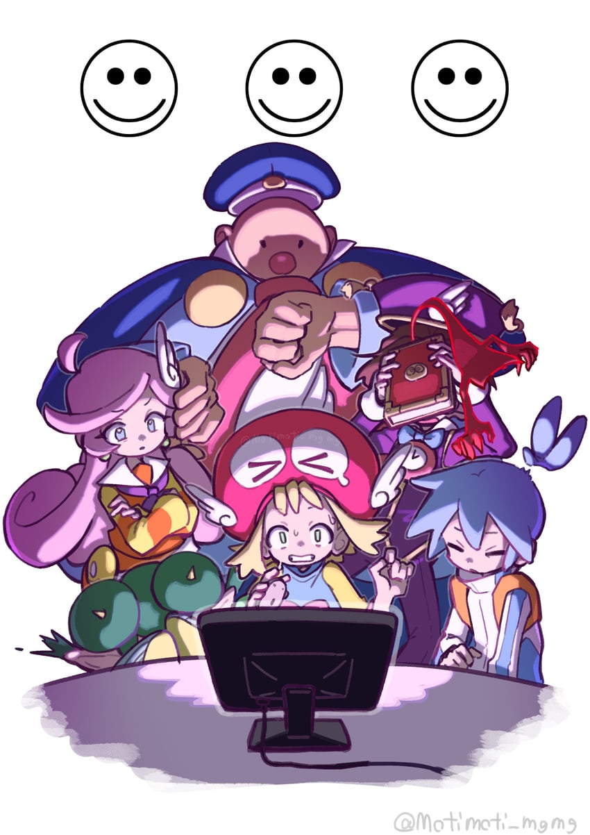 amitie, sig, lidelle, klug, raffina, and 1 more (puyopuyo and 1 more) drawn by motimoti_mgmg