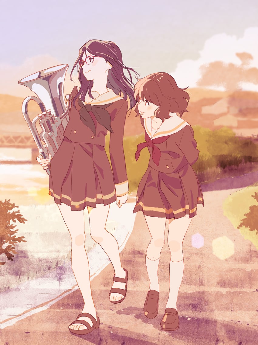 oumae kumiko and tanaka asuka (hibike! euphonium) drawn by 55bata6rou