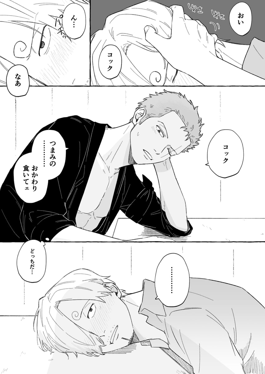roronoa zoro and sanji (one piece) drawn by iqracha